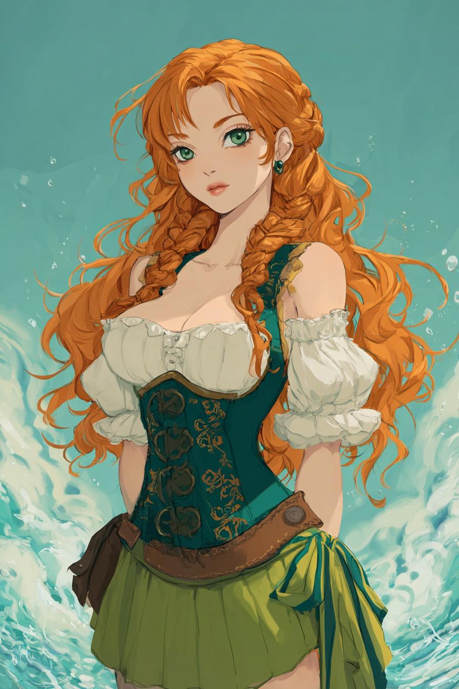 Red-Haired Fantasy Character in Detailed Costume