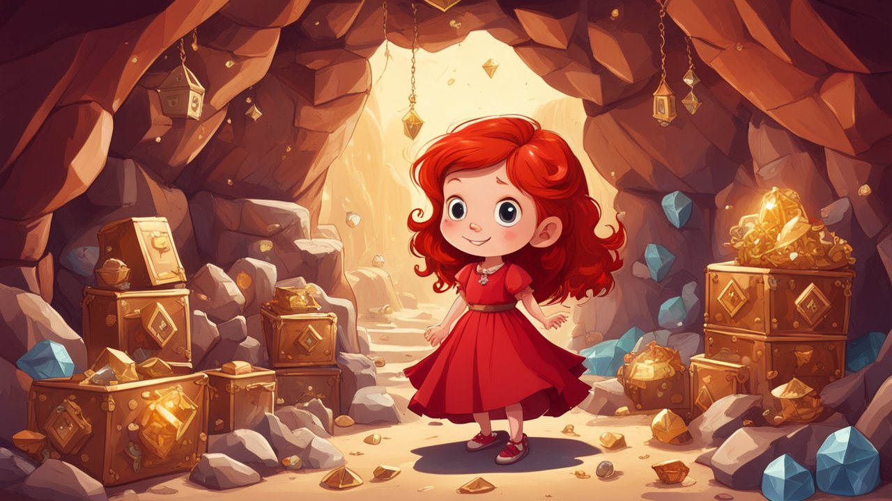 Red-Haired Girl in Treasure Cave