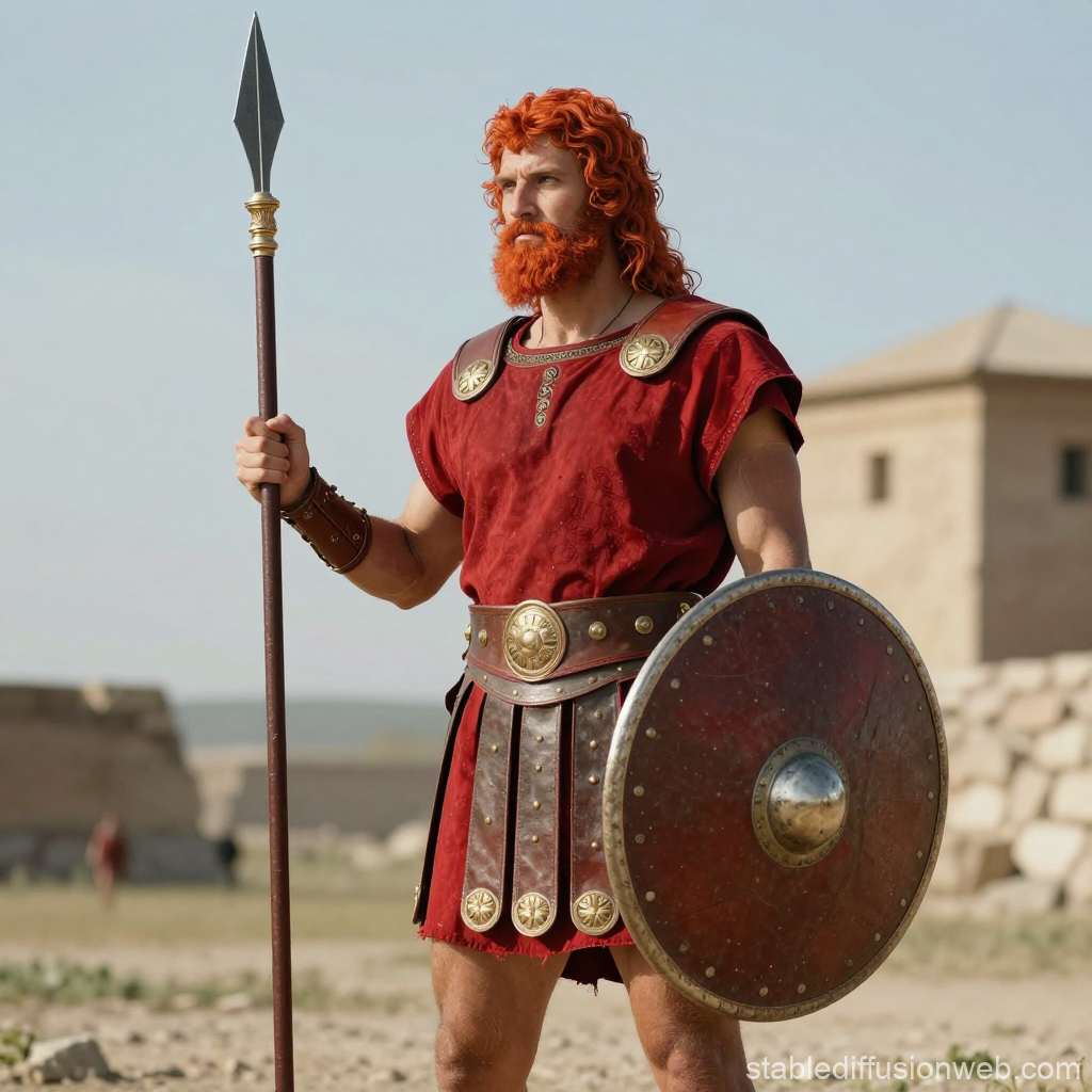 Red-Haired Greek Warrior in Ancient Armor