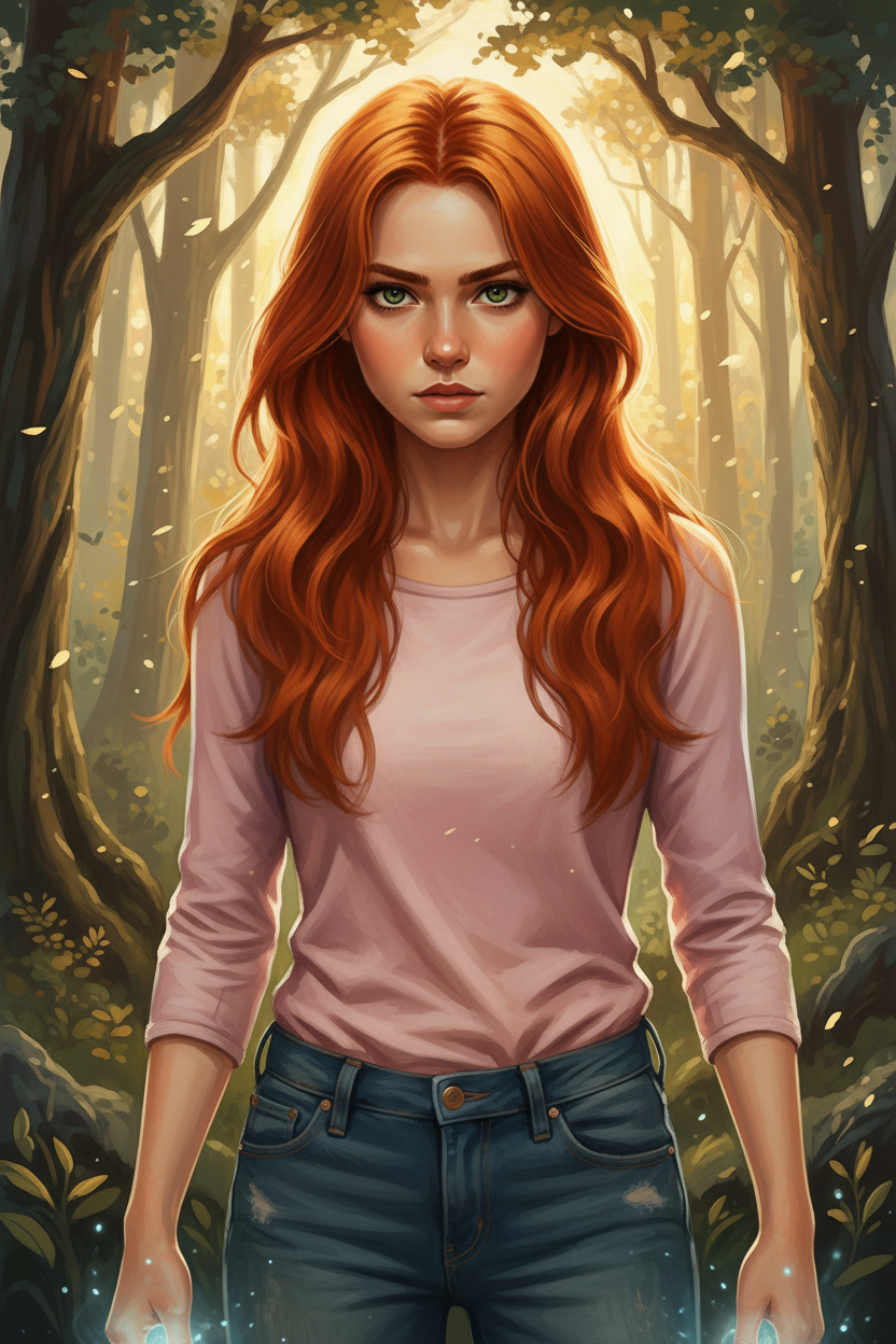 Red-Haired Woman in Enchanted Forest