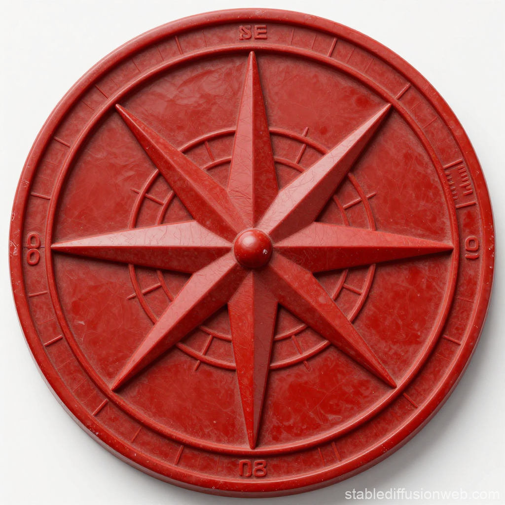 Red Marble Compass Rose Sculpture