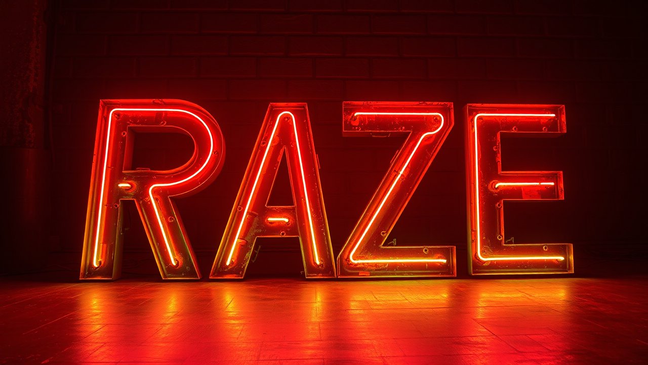 Red Neon Sign Spelling RAZE