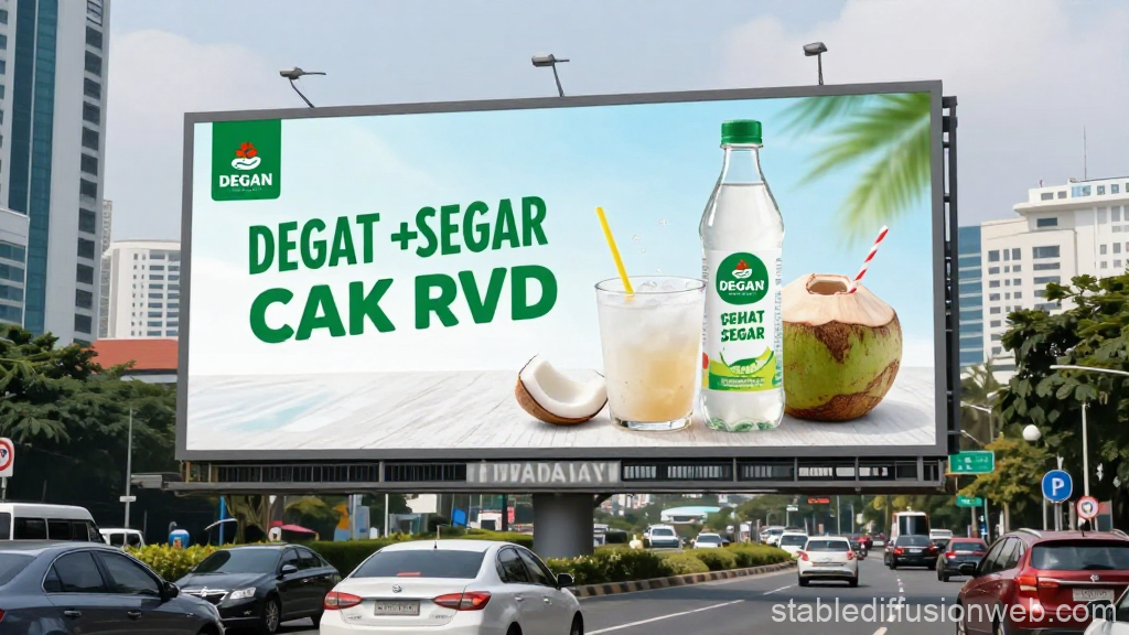 Refreshing Coconut Drink Billboard Advertisement in Urban Setting