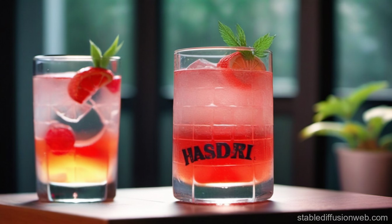 Refreshing Strawberry Cocktail with Ice and Mint Garnish