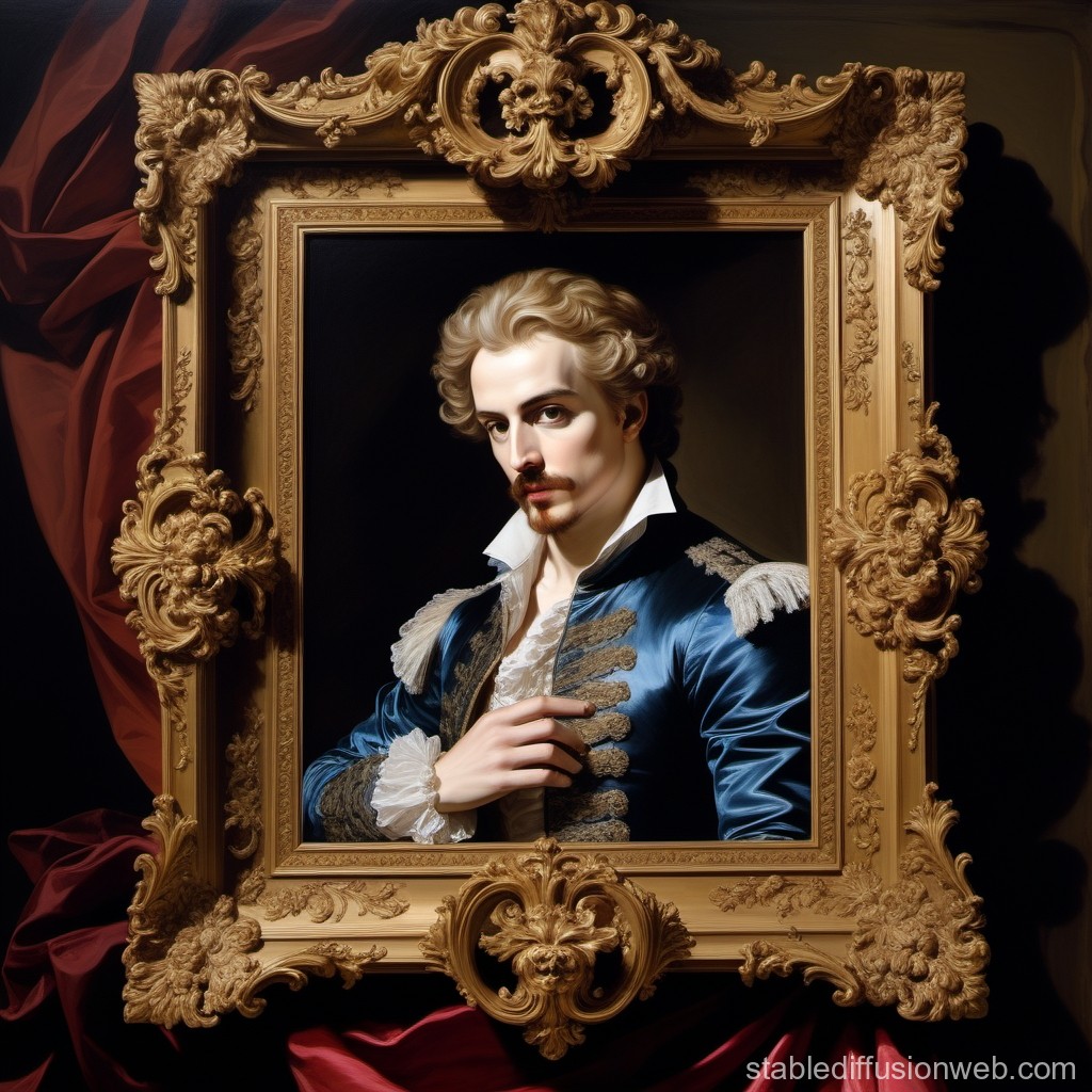 Regal 18th Century Gentleman in Ornate Frame
