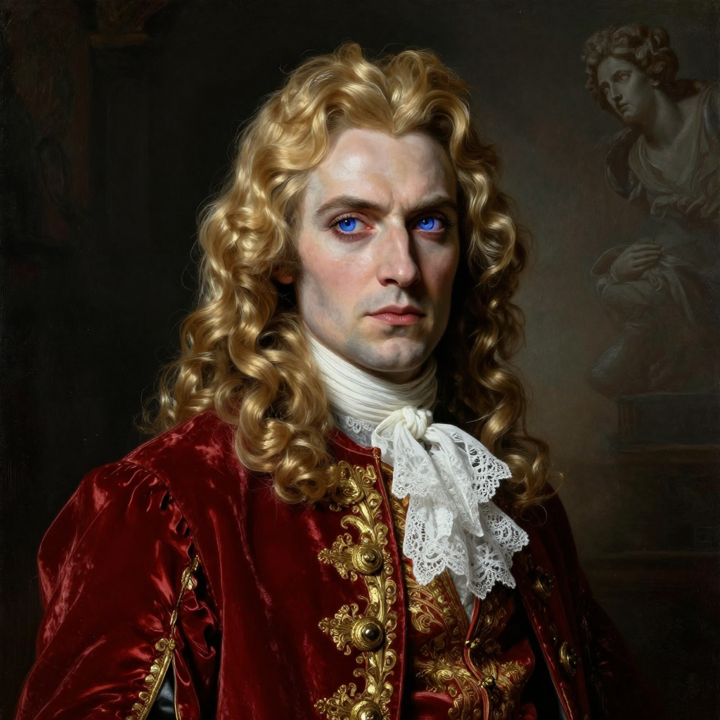 Regal 18th Century Nobleman with Striking Blue Eyes