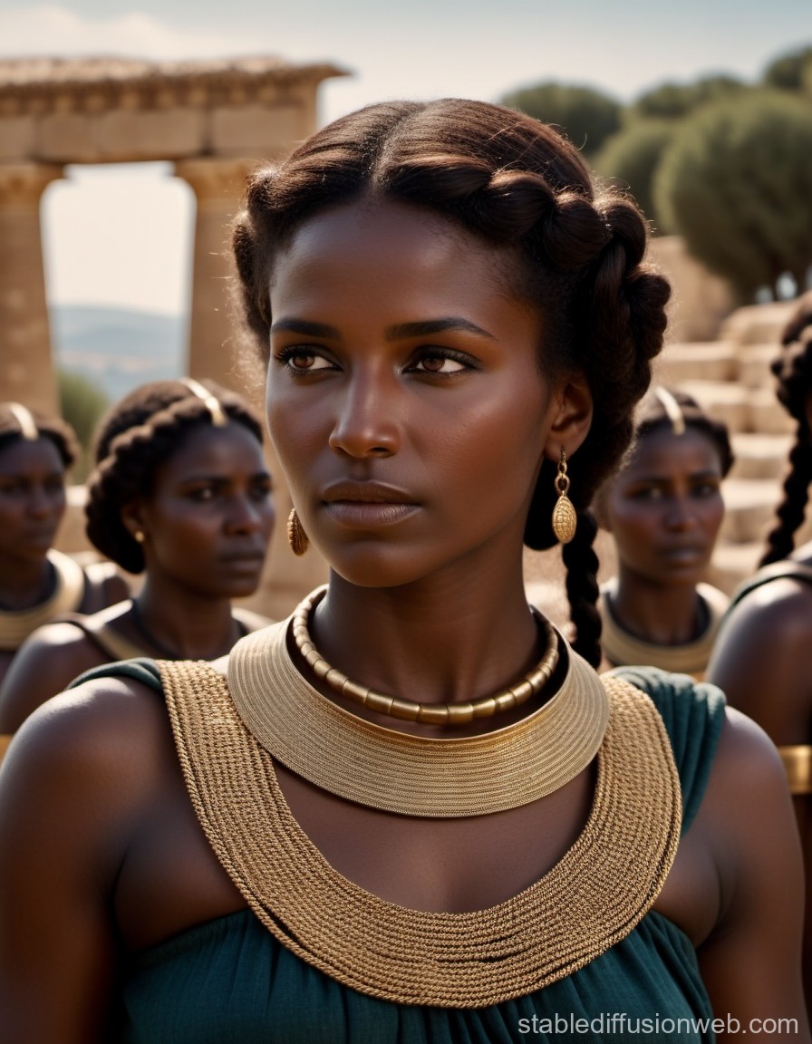 Regal African Woman in Traditional Gold Jewelry