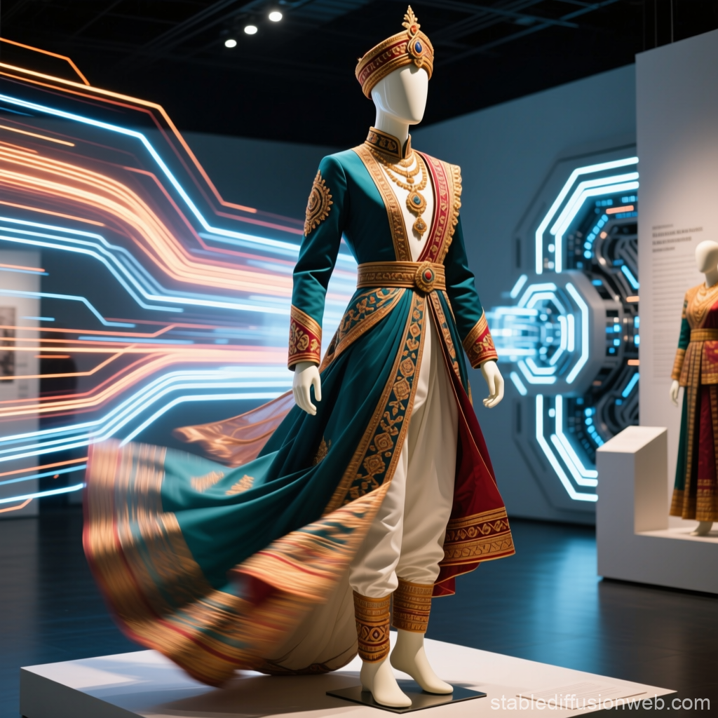 Regal Bengal Royal Prince Dress Display in Futuristic Gallery