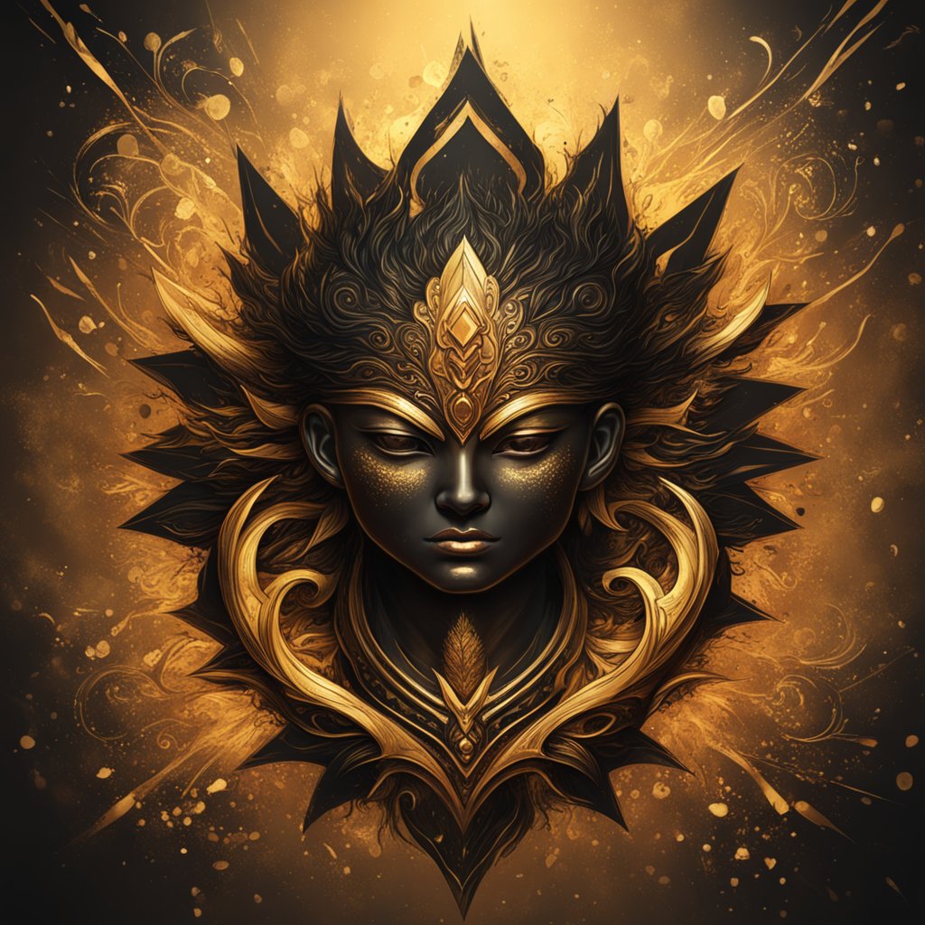 Regal Black and Gold Mythical Portrait