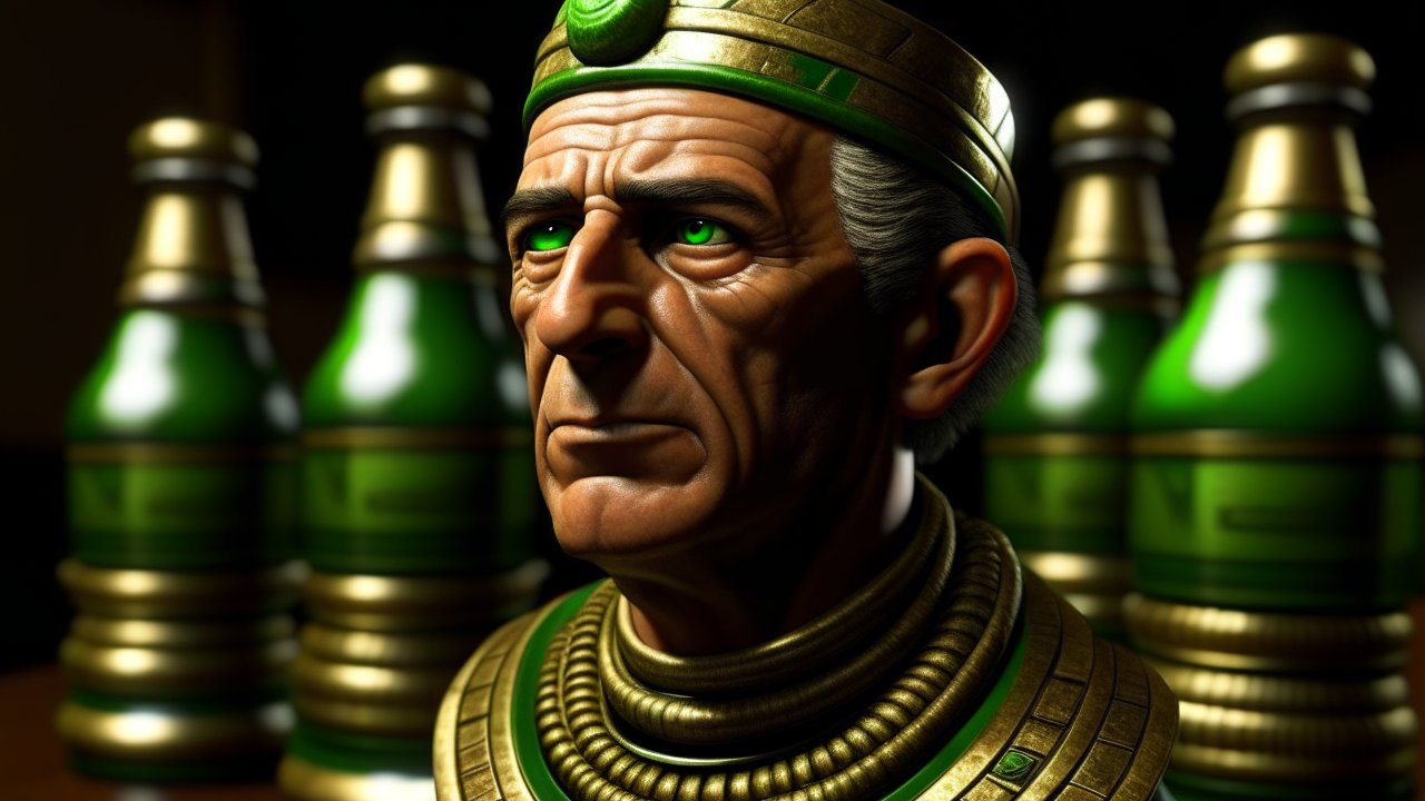 Regal Elder with Green Eyes and Ornate Crown