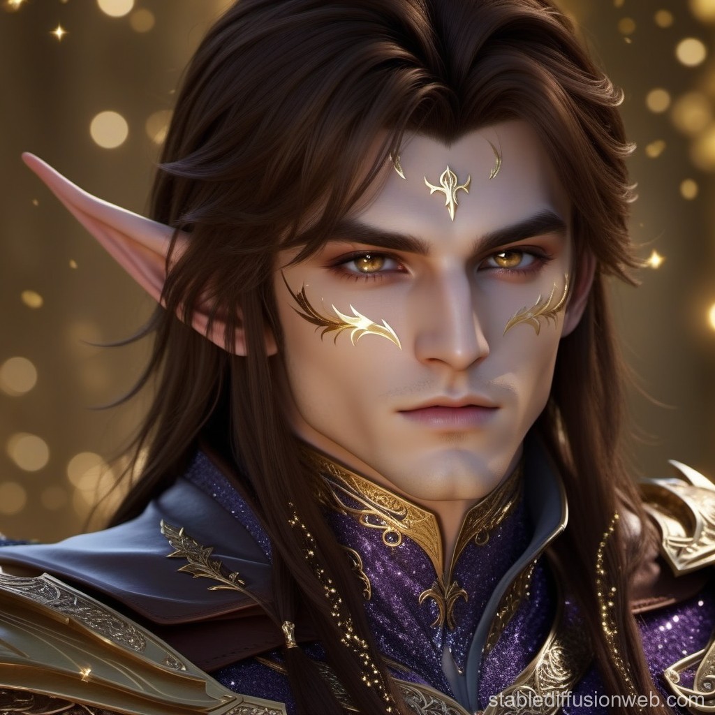 Regal Elven Warrior with Golden Markings