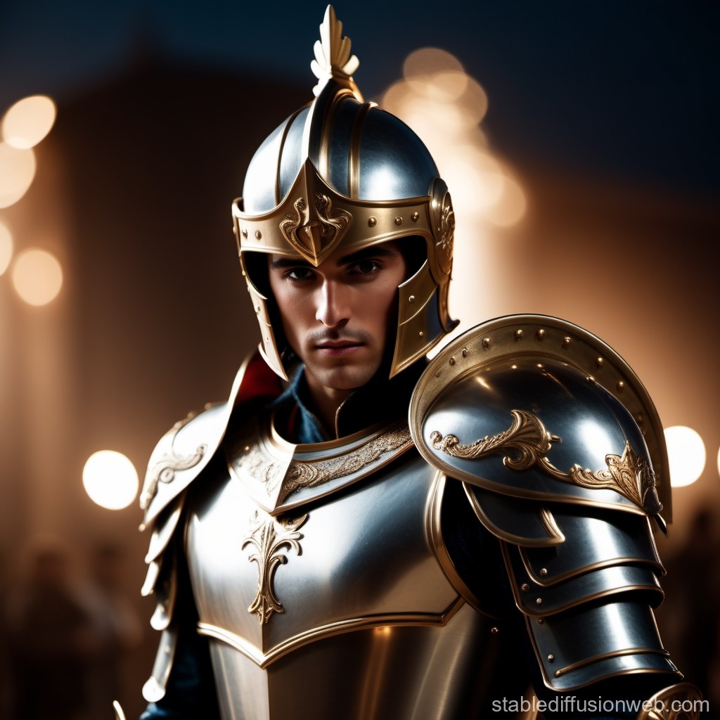 Regal Knight in Ornate Golden Armor