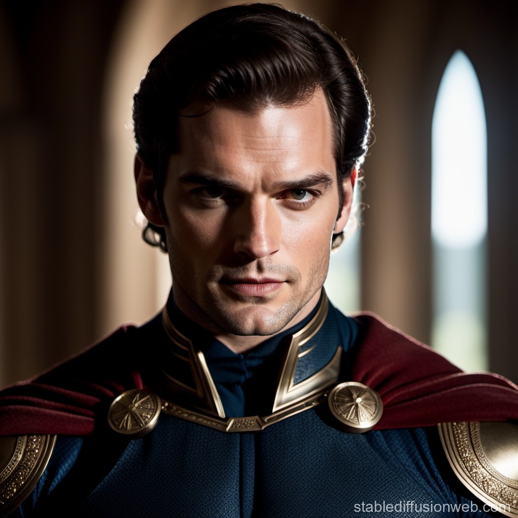 Regal Man in Ornate Medieval Armor with Cape