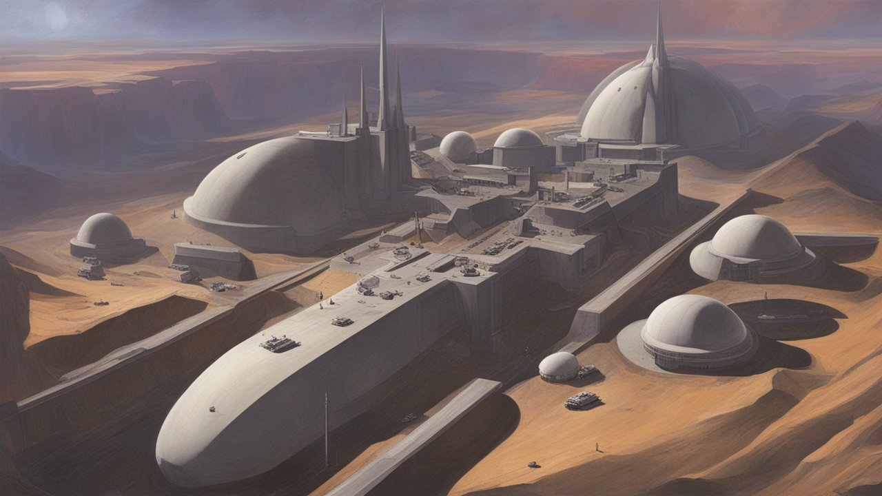 Remote Futuristic Military Base in Desert Landscape