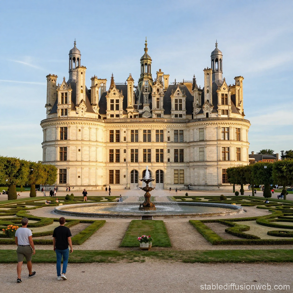 Renaissance Castle with Formal Garden in Summer Light