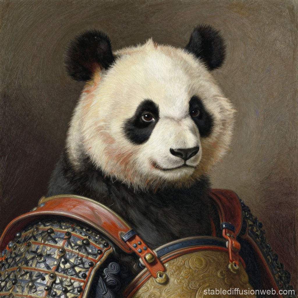 Renaissance Style Panda Samurai Portrait