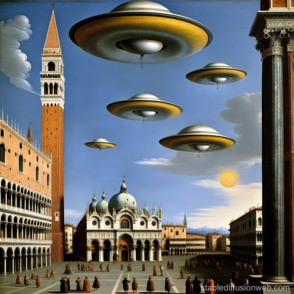 Renaissance Venice with Futuristic UFOs