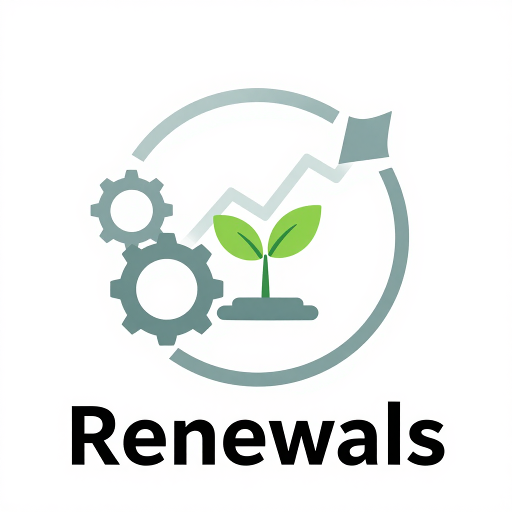 Renewals Concept with Growth and Gears Icon