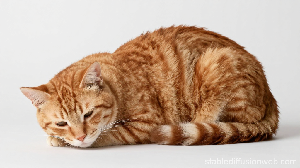 Resting Orange Tabby Cat with Striped Fur