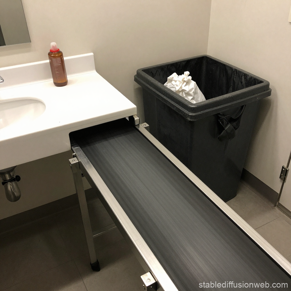 Restroom Trash Conveyor Belt Setup