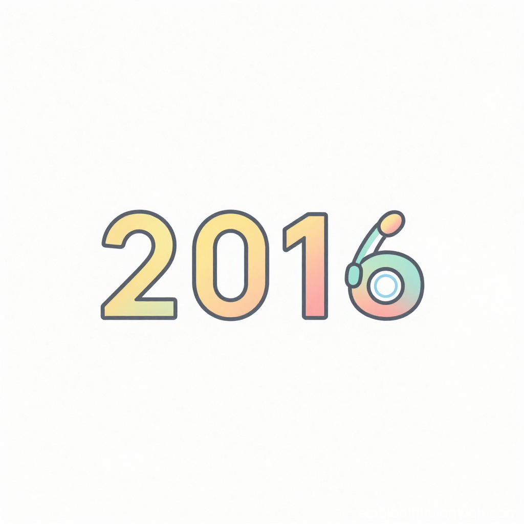 Retro 2016 Year Icon with Gradient Colors