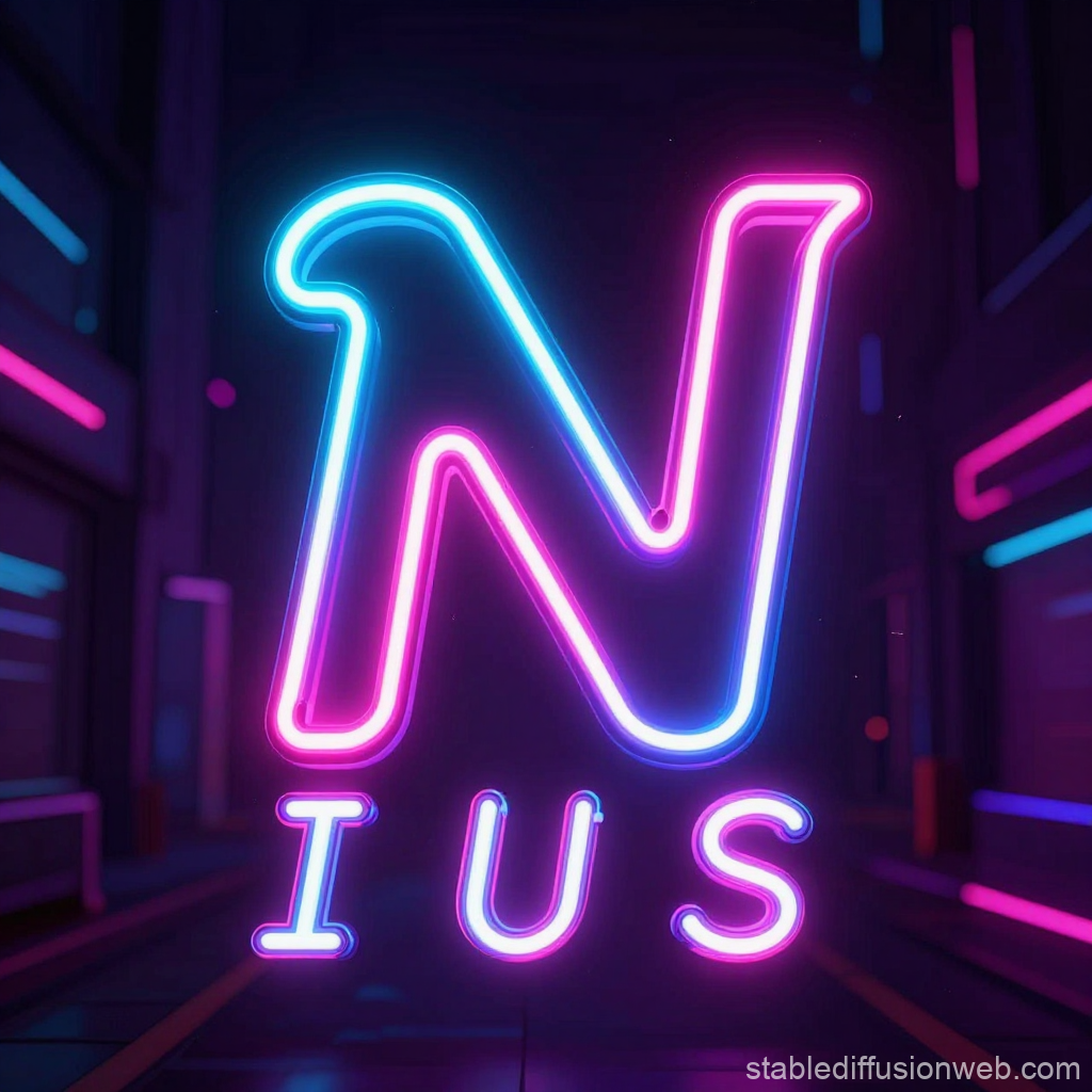 Retro Futuristic Neon N Logo with Vibrant Colors