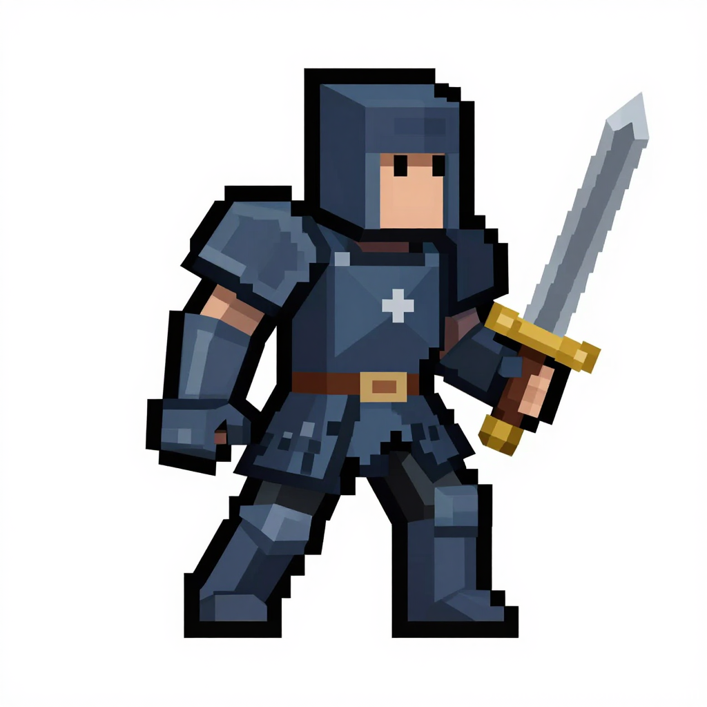 Retro Pixel Art Knight with Sword