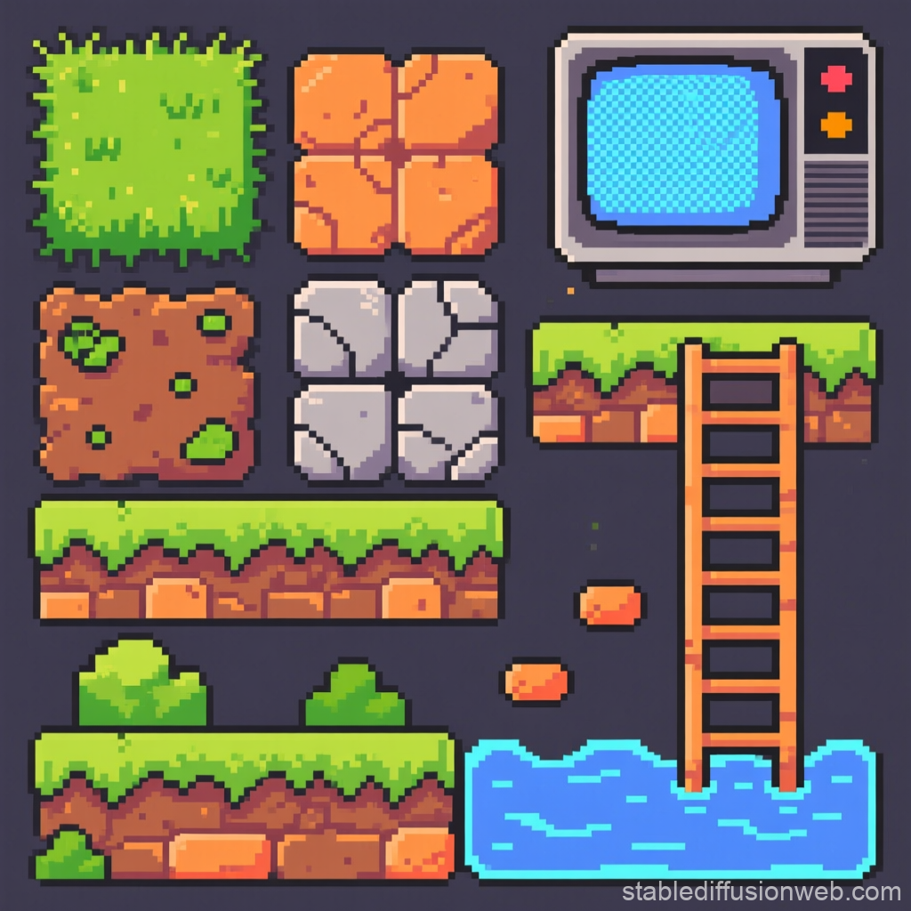 Retro Pixel Platformer Game Assets Set