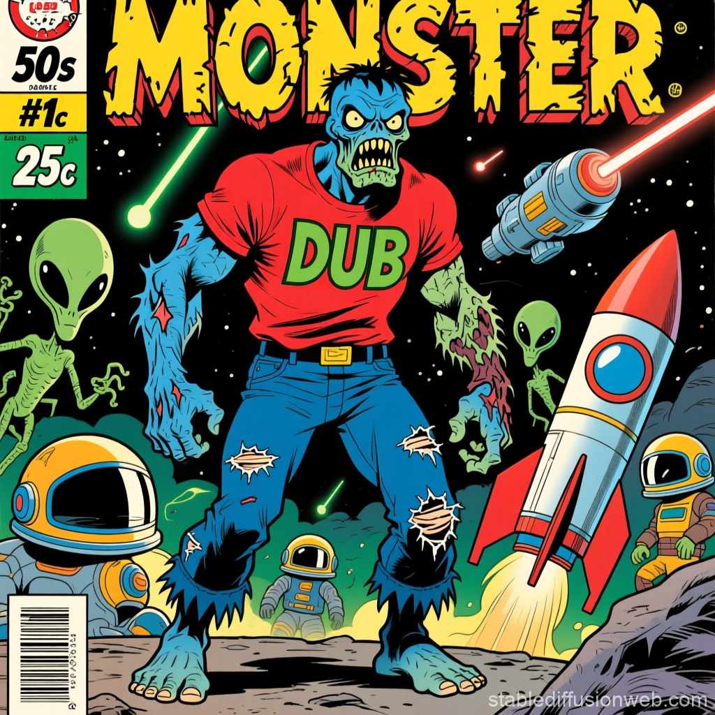 Retro Sci-Fi Zombie Monster Comic Cover