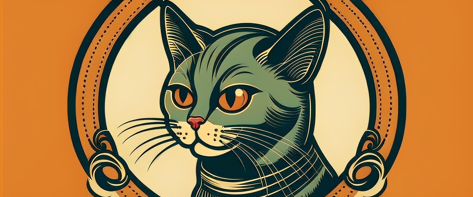 Retro Style Cat Logo Illustration