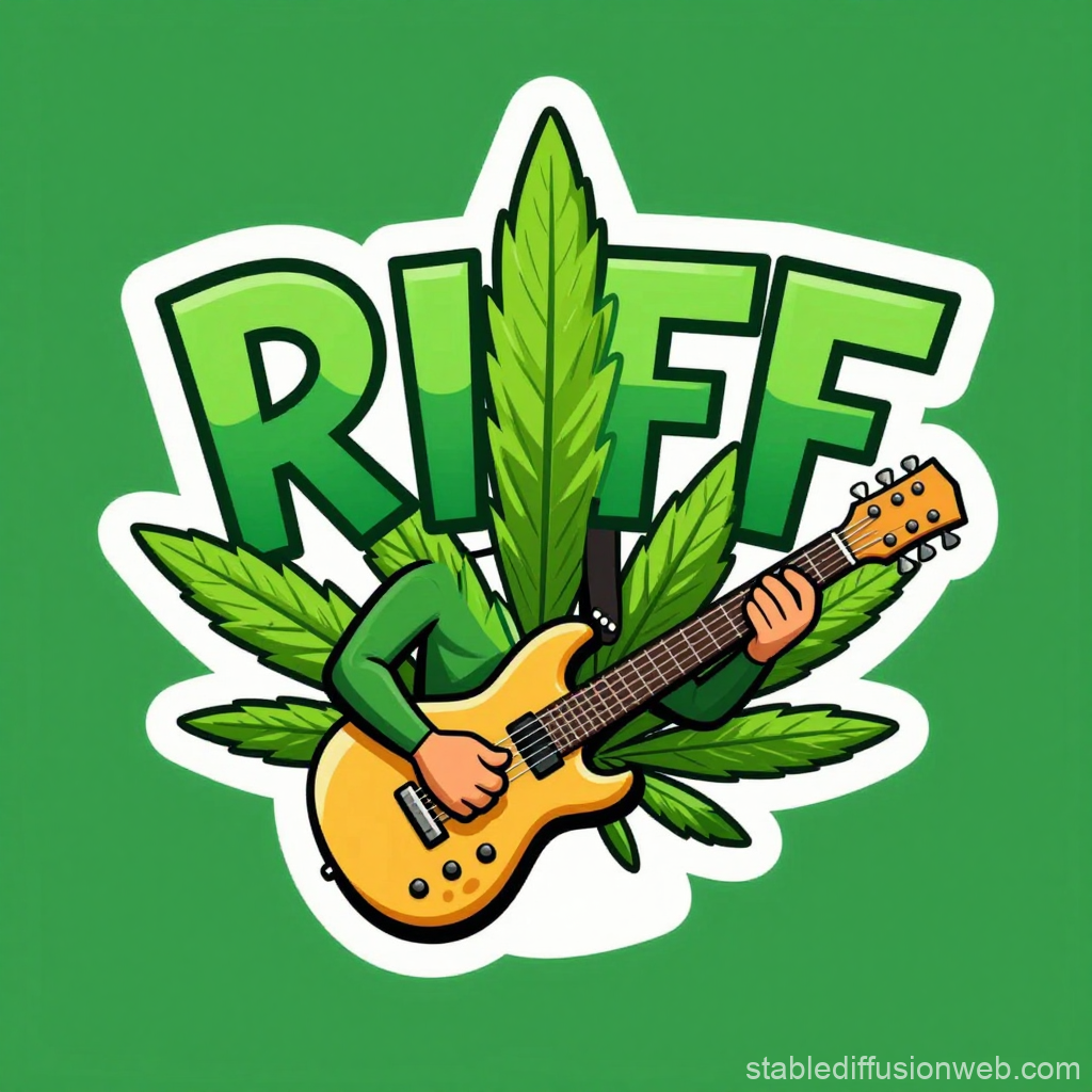 RIFF Logo with Marijuana Leaf and Guitar