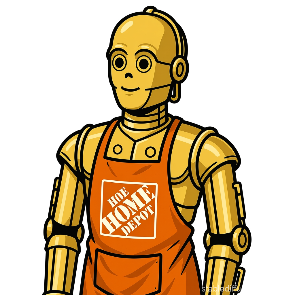 Robot Wearing Home Depot Apron Illustration
