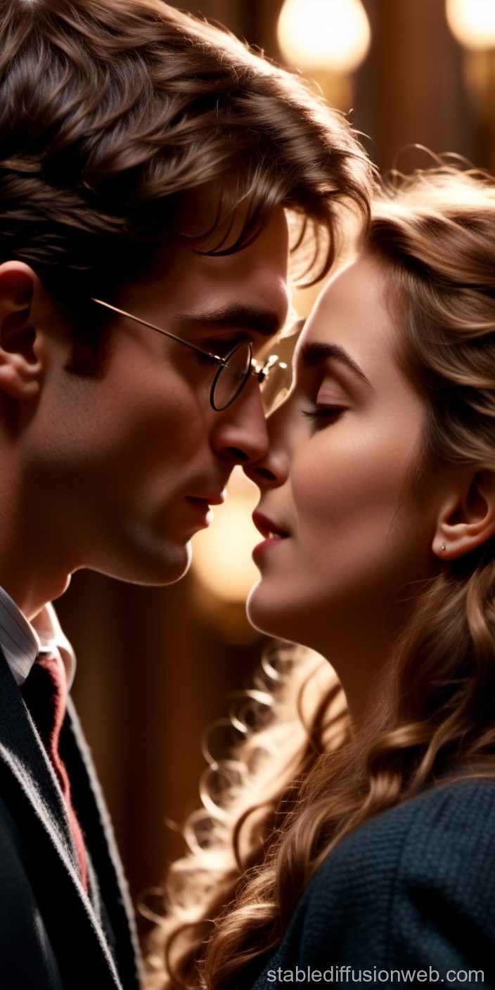 Romantic Close-Up of a Couple About to Kiss