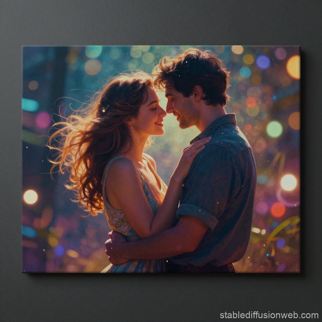 Romantic Couple Embracing in Dreamy Light