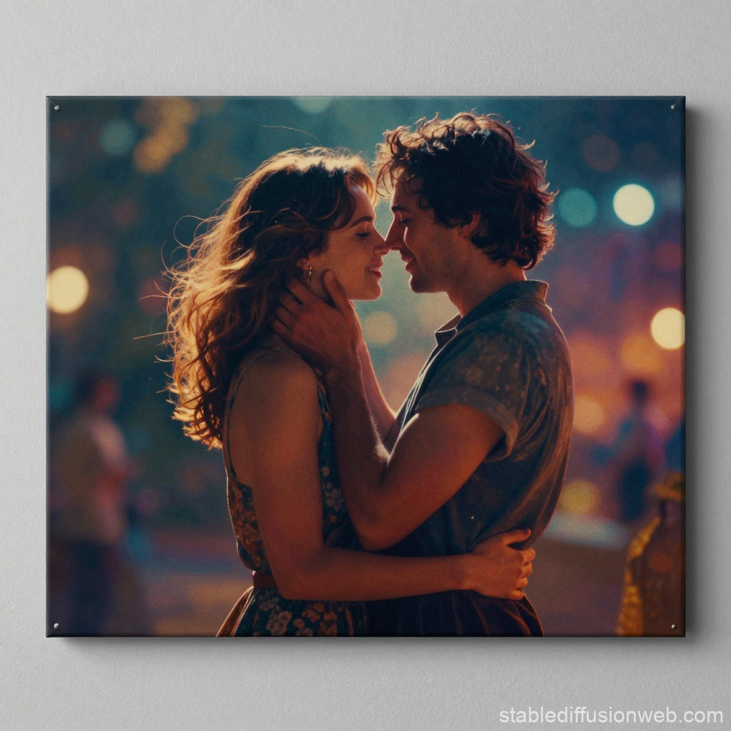 Romantic Couple Embracing in Soft Evening Light