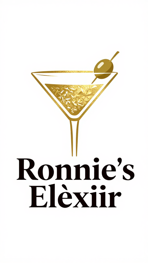 Ronnie's Elèxiir Martini Glass Logo