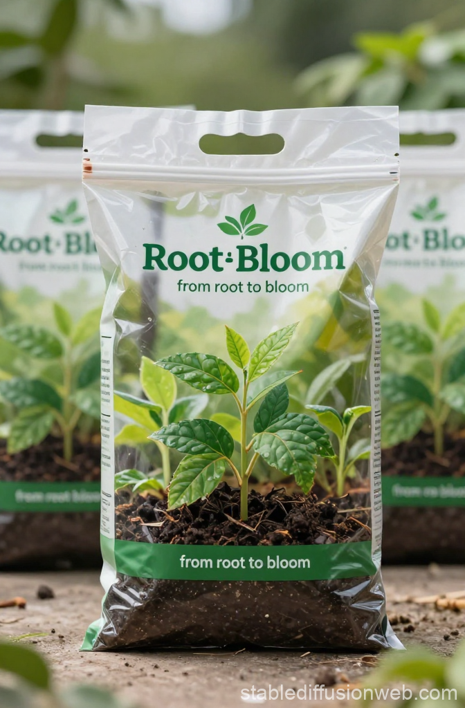 Root Bloom Gardening Soil Packaging with Seedling