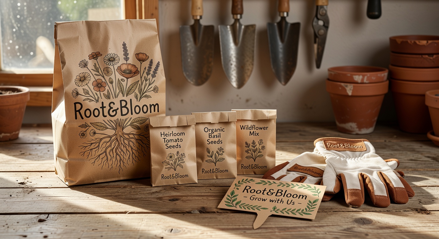 Root&Bloom Organic Gardening Packaging Design
