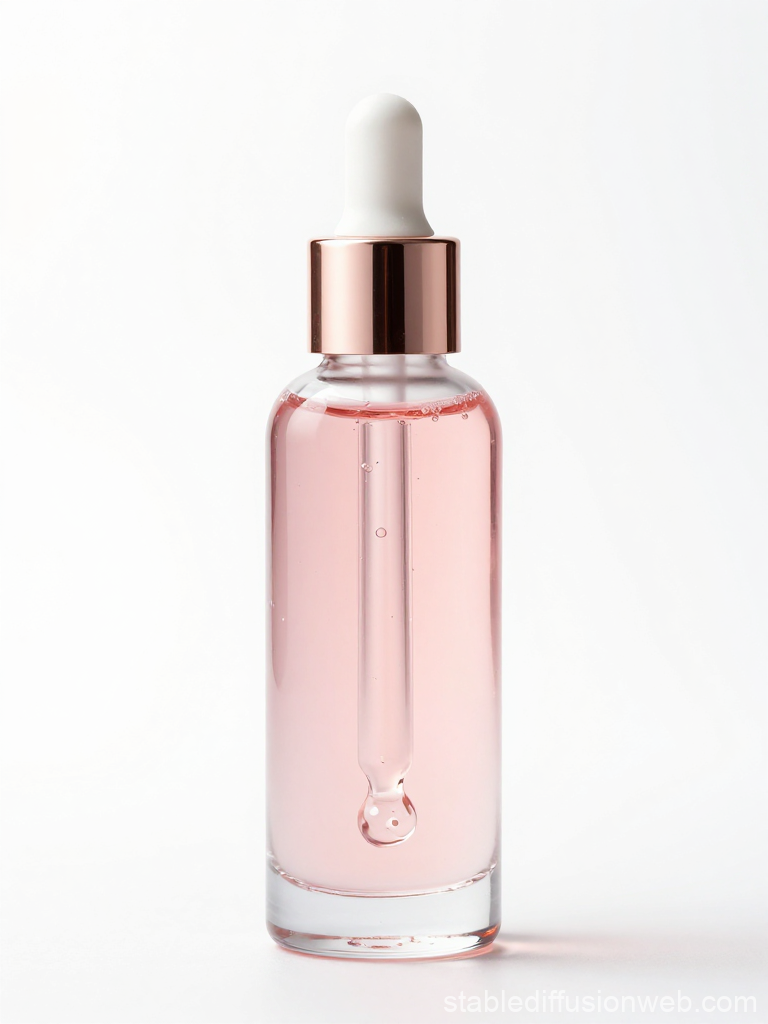 Rose Gold Cosmetic Dropper Bottle with Pink Serum