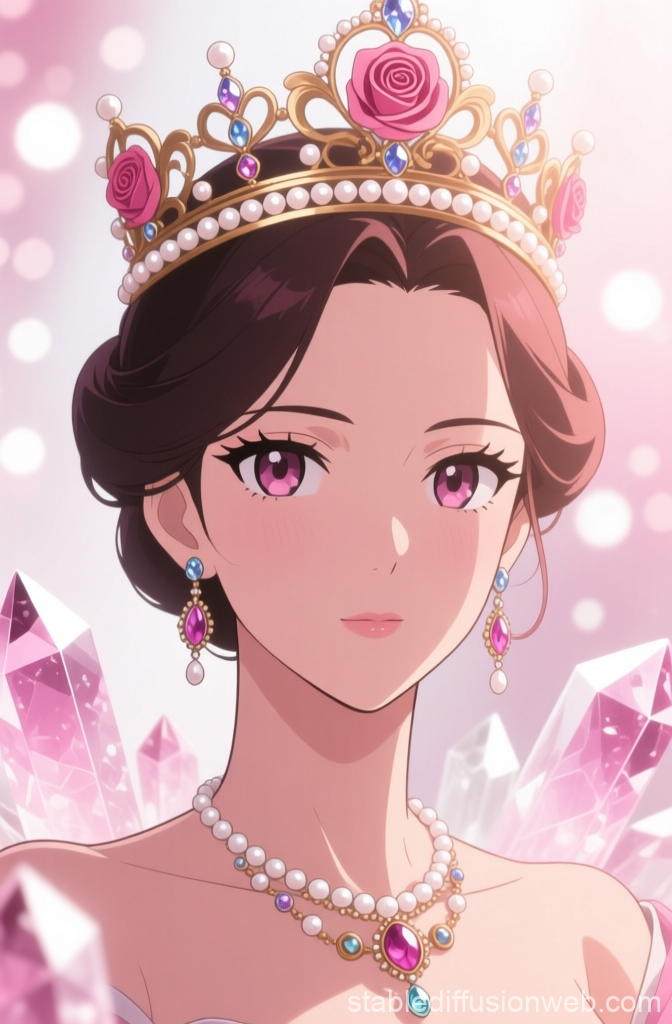 Rose Queen Anime Portrait with Elegant Jewelry