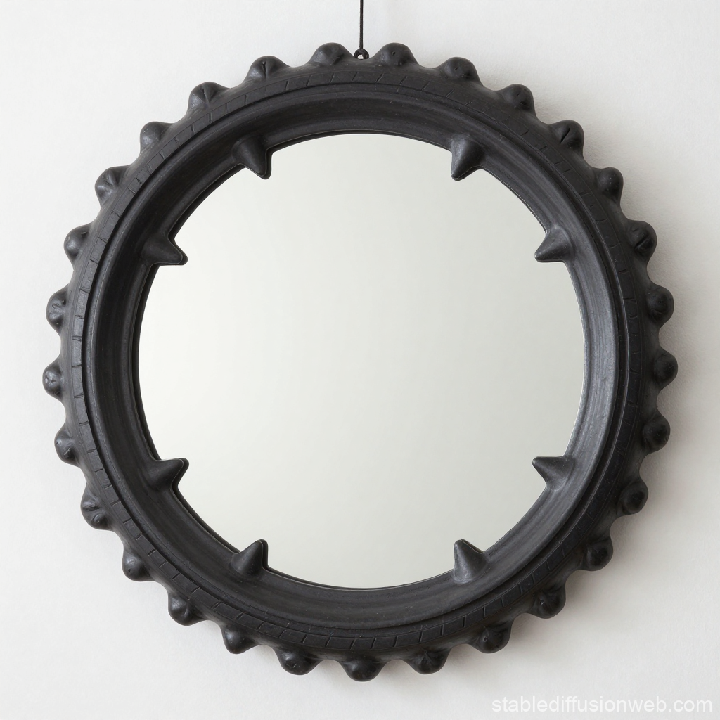 Round Mirror with Organic Spike Frame
