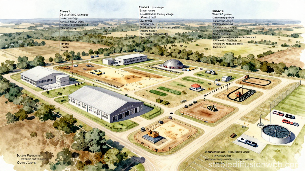 Rugged Watercolor Training Campus Aerial View