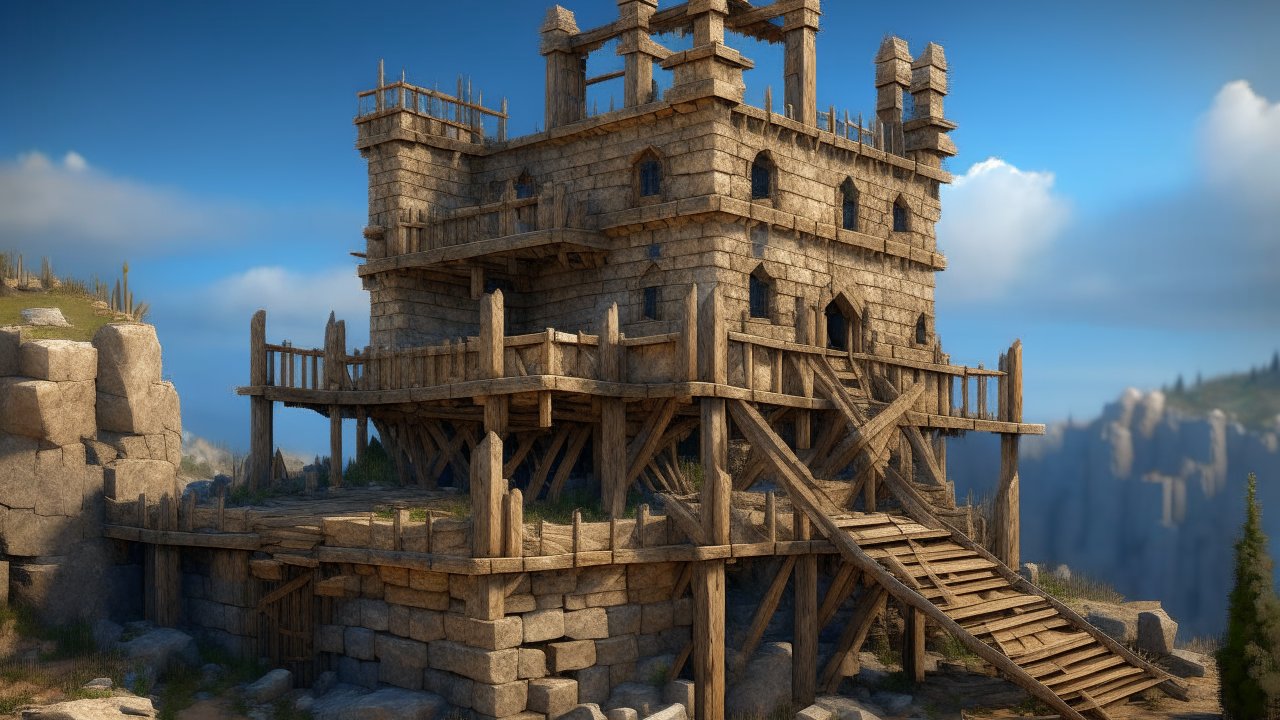 Ruined Stone Fortress on Rocky Hill