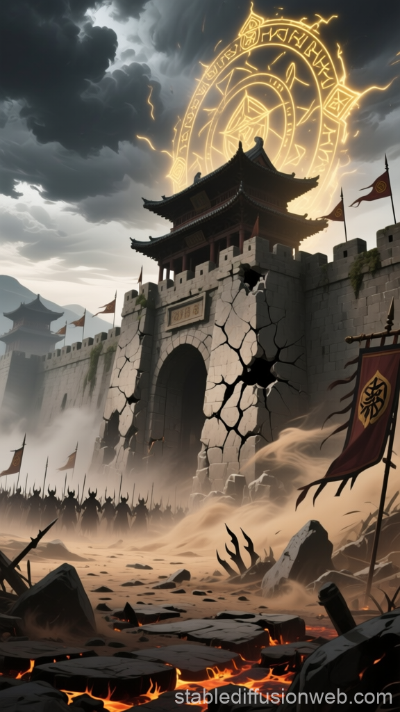 Ruined Wuxia Frontier Pass with Magical Sigil