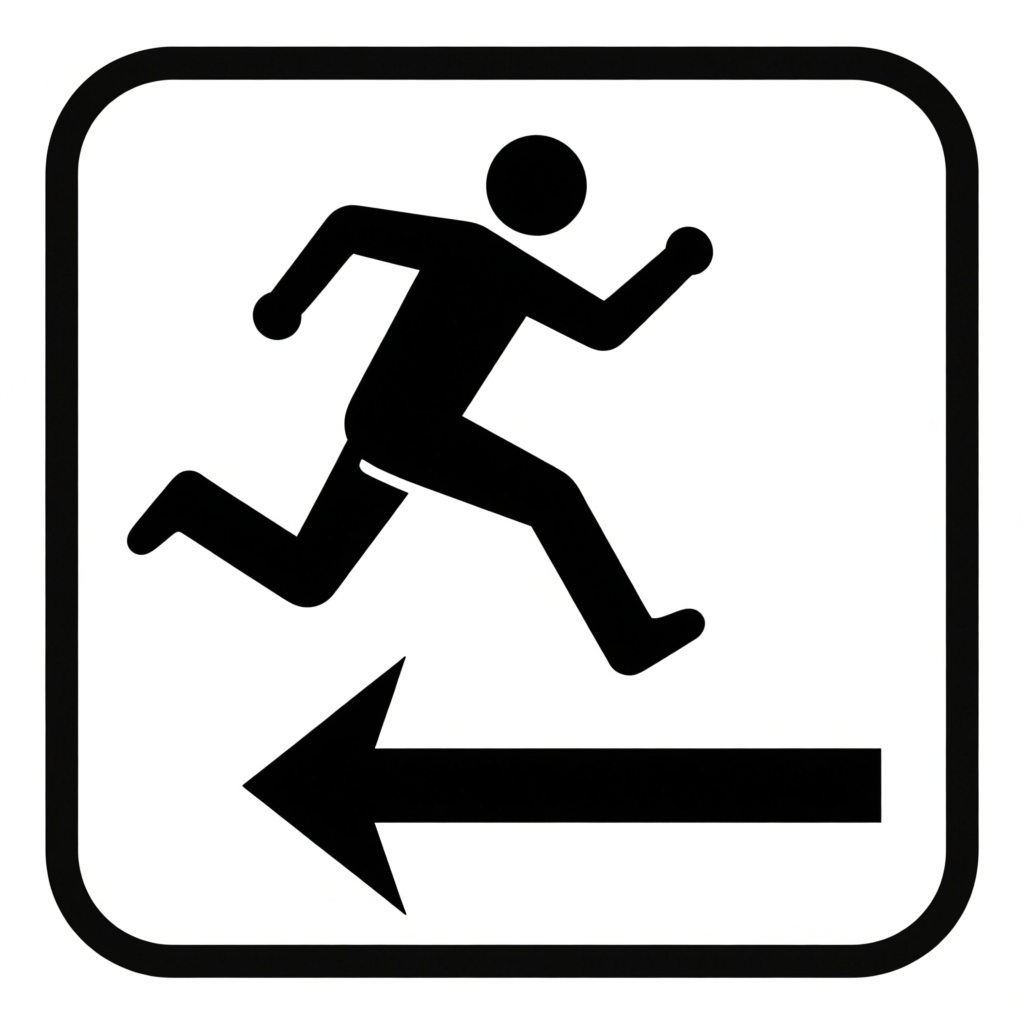 Running Person Icon with Left Arrow