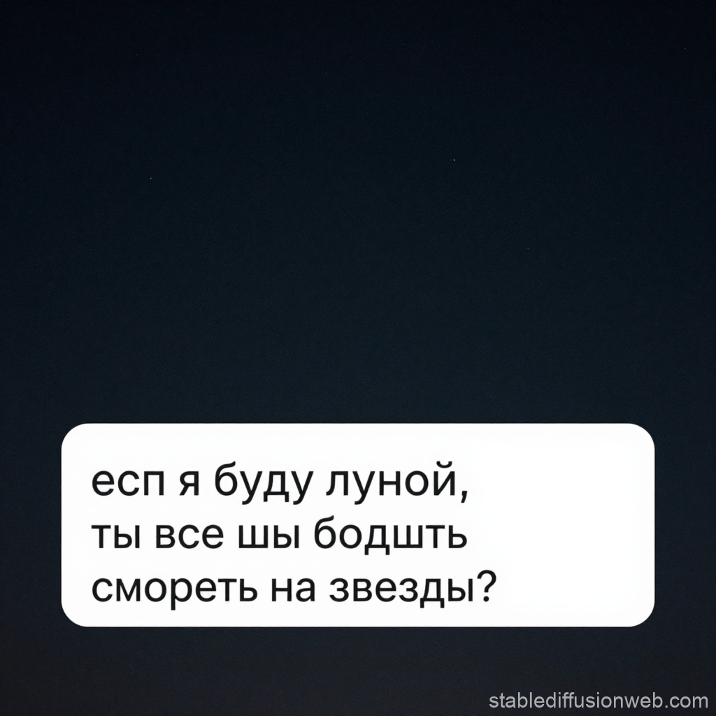 Russian Text on Night Sky with Stars