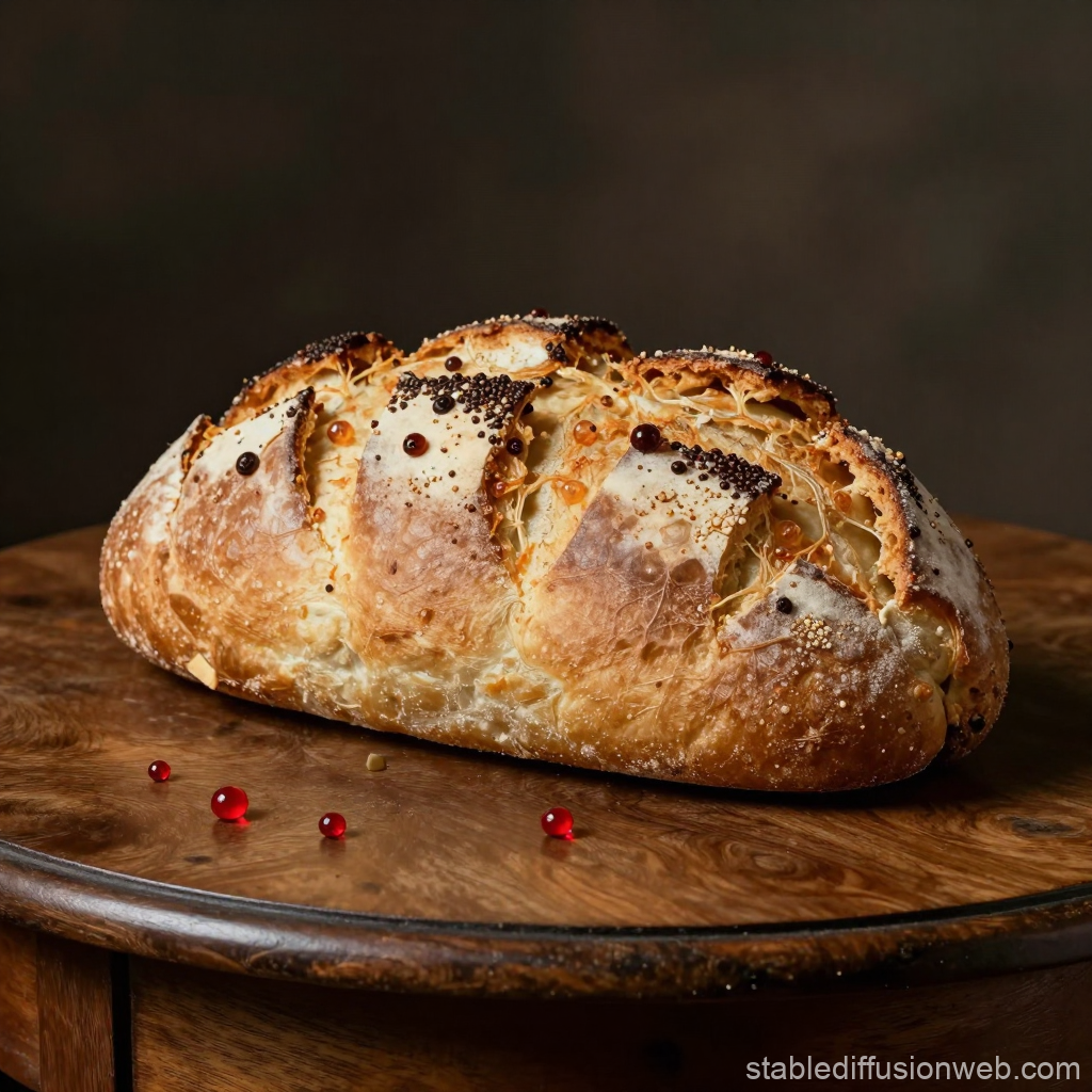 Rustic Artisan Bread with Decorative Red Drops