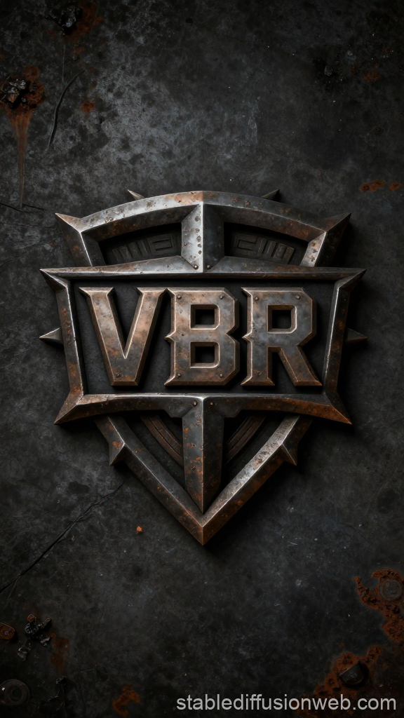 Rustic Industrial VBR Emblem on Metal Surface