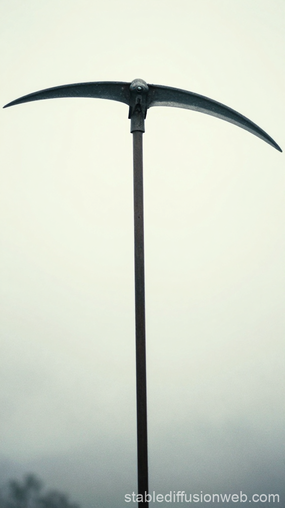 Rustic Scythe Weapon on White Background