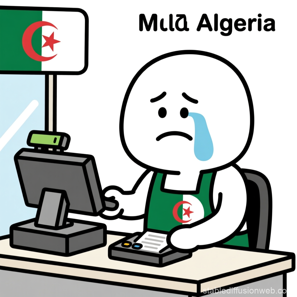 Sad Algerian Bus Cashier Cartoon